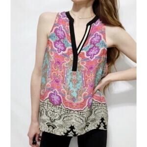 Anthropologie Womens Vanessa Virginia Silk Top V-Neck Sleeveless Blouse Size XS